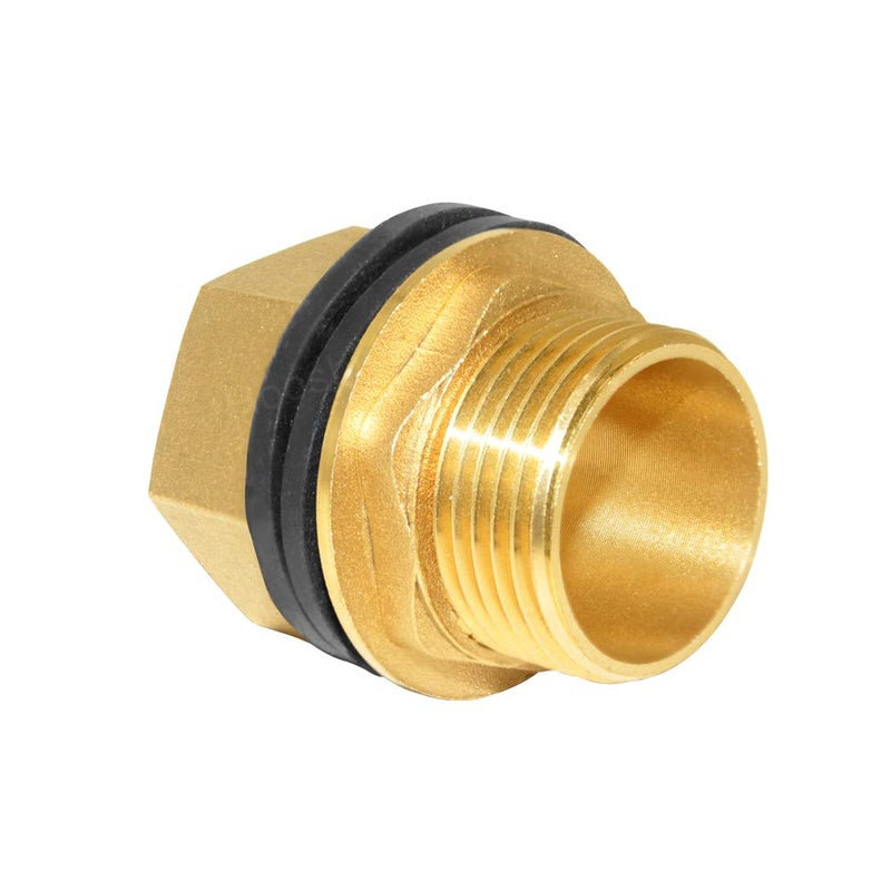 Hooshing Brass Bulkhead Fitting 1â€œ Male x 1" Female Thread Water Tank Connector for Rain Barrels, Aquariums, Tubs, Pools - Image 3
